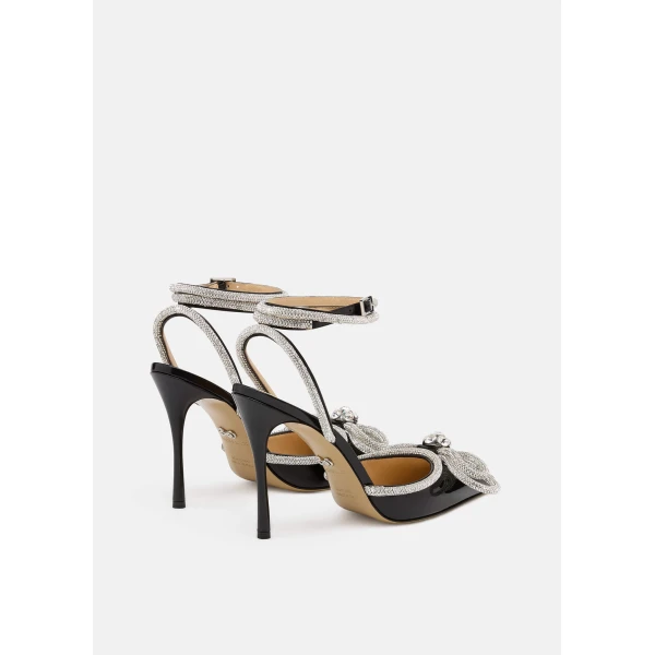 Black Mach & Mach Double Bow Patent Pumps in Black, view 4 | Heels