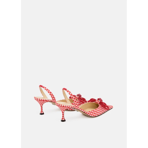 Red Mach & Mach Double Bow Red Gingham Slingback, view 4 | Heels