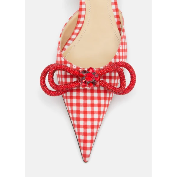 Red Mach & Mach Double Bow Red Gingham Slingback, view 5 | Heels
