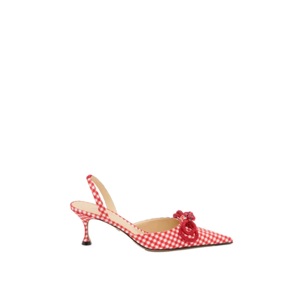 Double Bow Red Gingham Slingback