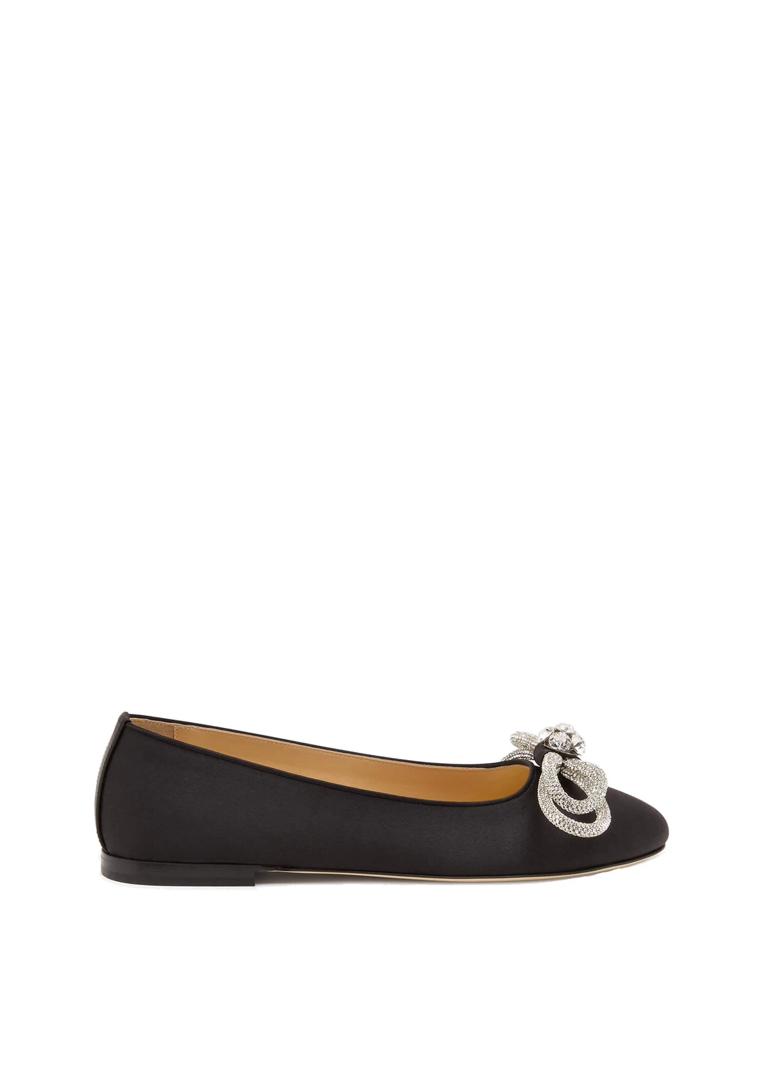 Mach & Mach Double Bow Satin Flats in Black Black Mach & Mach Double Bow Satin Flats in Black | Shoes