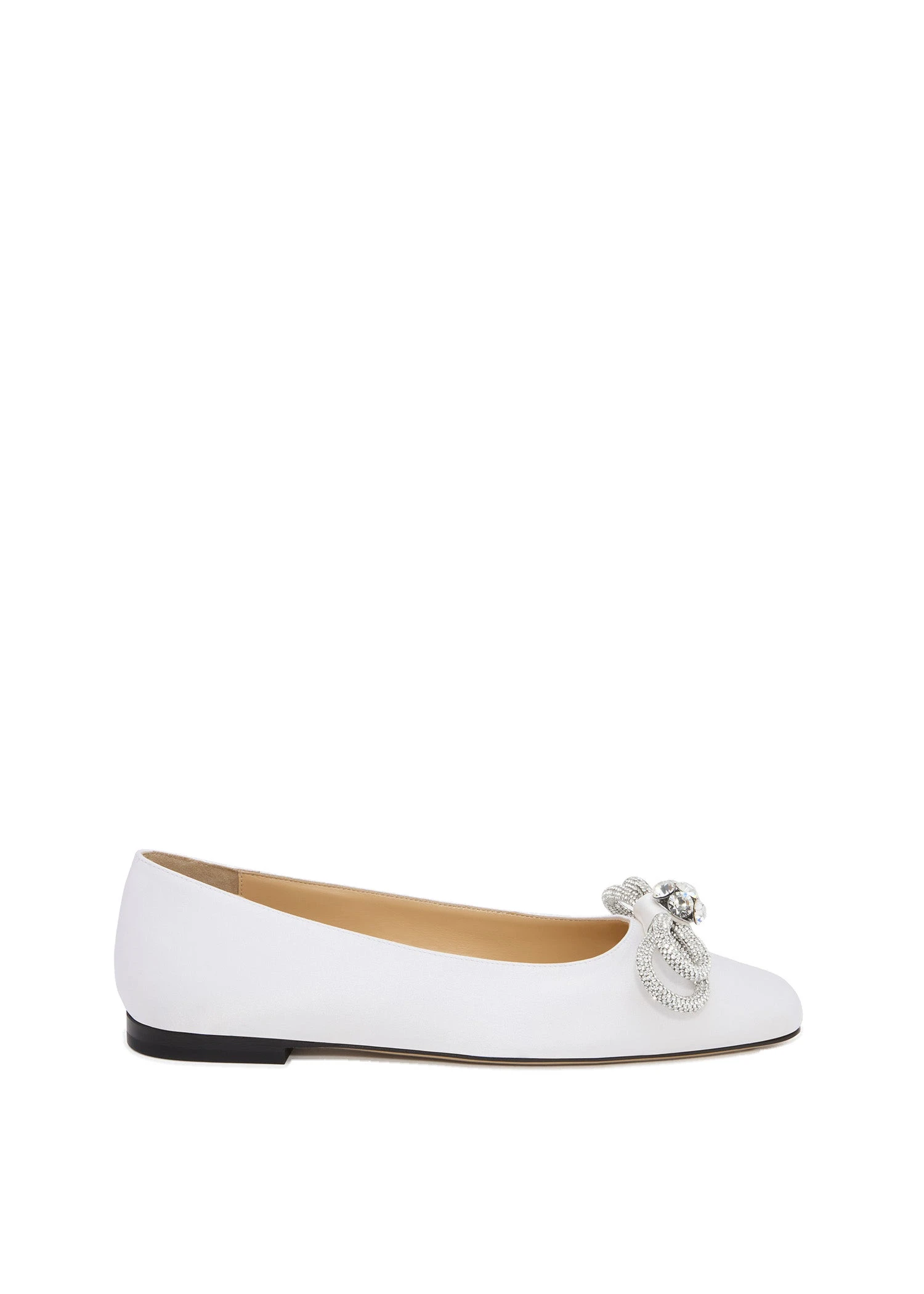 Mach & Mach Double Bow Satin Flats in White White Mach & Mach Double Bow Satin Flats in White | Shoes