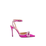 Pink Mach & Mach Double Bow Satin Pumps in Fuchsia | Shoes