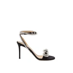 Black Mach & Mach Double Bow Satin Sandals in Black | Shoes