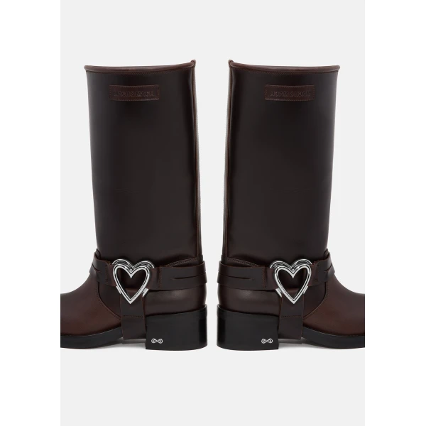 Beige Mach & Mach Double Heart Combat Boots in Brown, view 5 | Boots