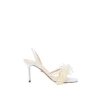 White Mach & Mach Floating Pearl White Satin Sandals | Shoes