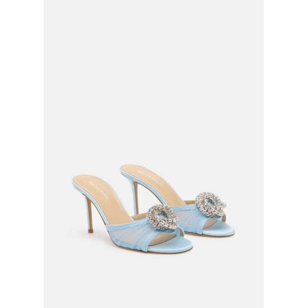 Blue Mach & Mach Galaxy Tulle Mules in Blue, view 2 | Mules