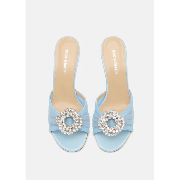 Blue Mach & Mach Galaxy Tulle Mules in Blue, view 3 | Mules