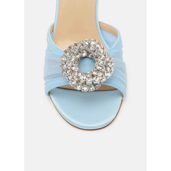 Blue Mach & Mach Galaxy Tulle Mules in Blue, view 5 | Mules