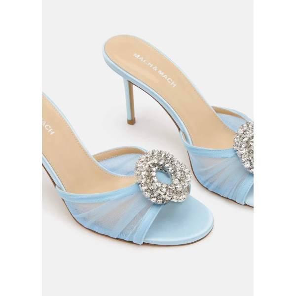 Blue Mach & Mach Galaxy Tulle Mules in Blue, view 6 | Mules