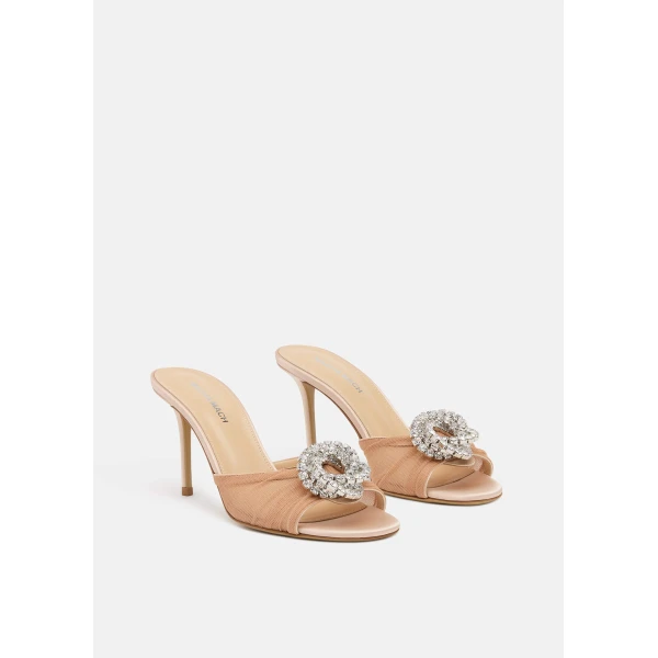 Neutrals Mach & Mach Galaxy Tulle Mules in Nude, view 2 | Mules