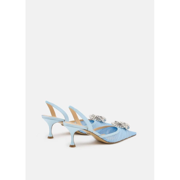 Blue Mach & Mach Galaxy Tulle Slingbacks in Blue, view 4 | Heels