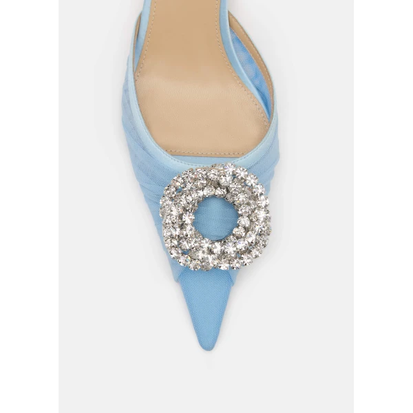 Blue Mach & Mach Galaxy Tulle Slingbacks in Blue, view 5 | Heels