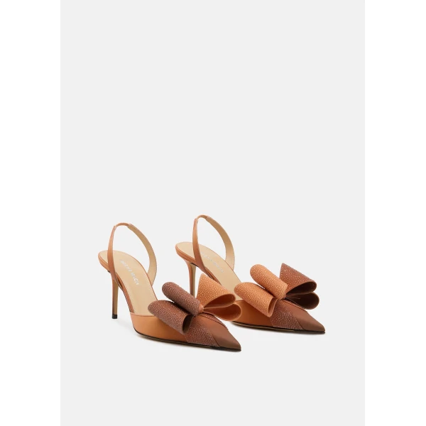 Beige Mach & Mach Le Cadeau Brown Aqua Gradient Slingbacks, view 2 | Heels