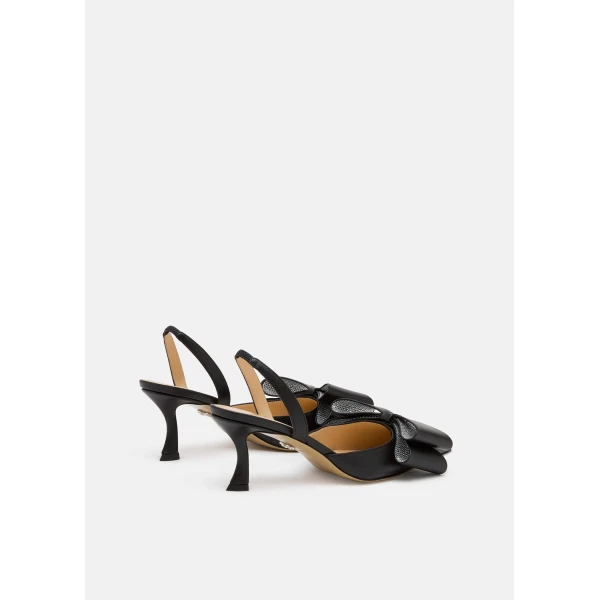 Black Mach & Mach Le Cadeau Leather Slingbacks in Black, view 4 | Heels