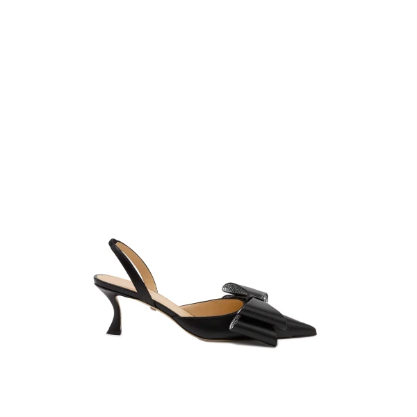 Black Mach & Mach Le Cadeau Leather Slingbacks in Black | Shoes