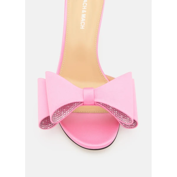 Pink Mach & Mach Le Cadeau Satin Kitten Heel Mules in Pink, view 5 | Mules