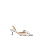 White Mach & Mach Le Cadeau Satin Slingbacks in White | Shoes