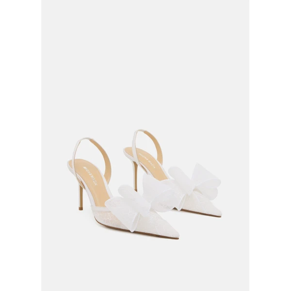 White Mach & Mach Le Cadeau White Lace Slingback, view 2 | Heels