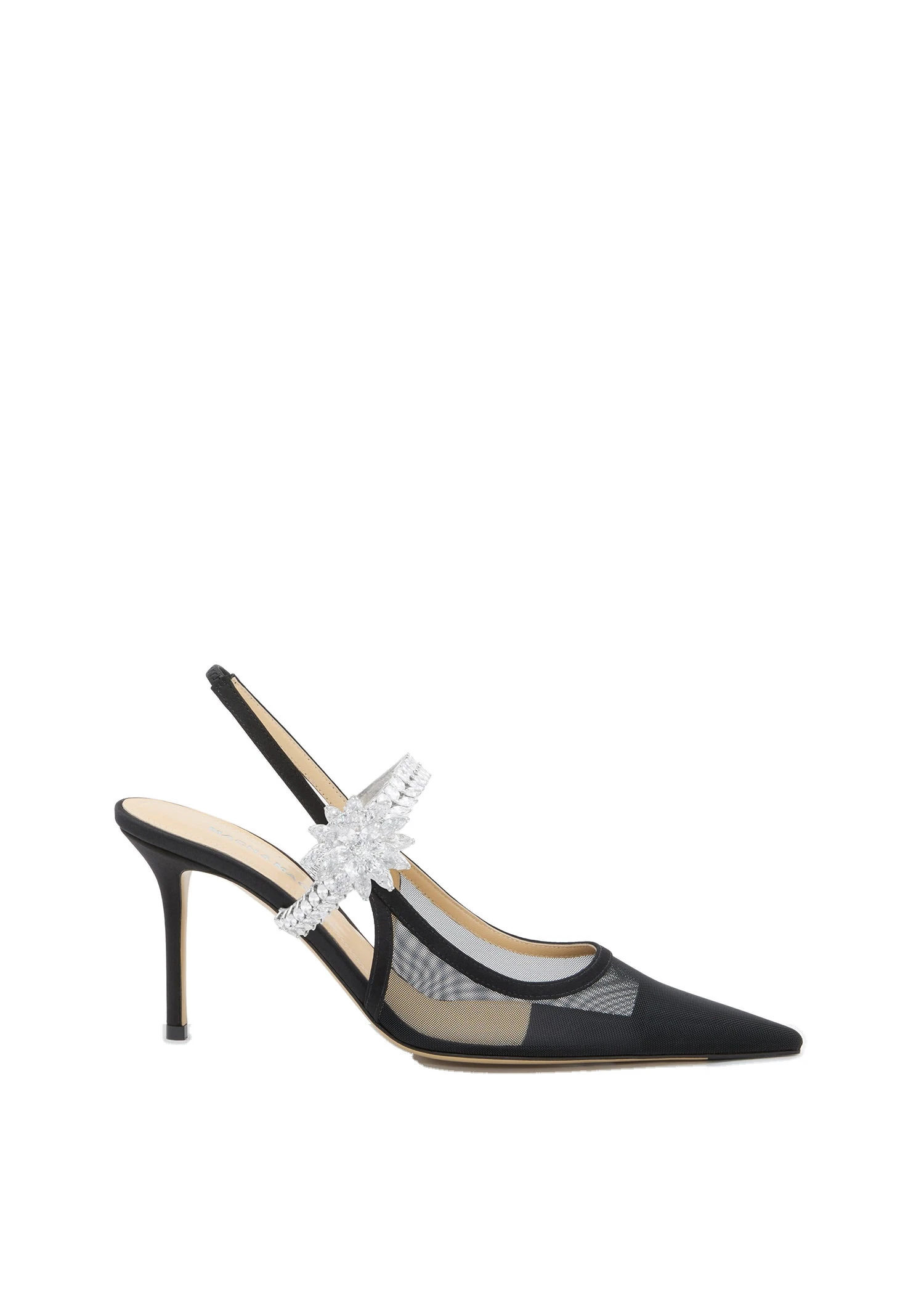 Mach & Mach Lotus Flower Black Mesh Slingback Black Mach & Mach Lotus Flower Black Mesh Slingback | Shoes