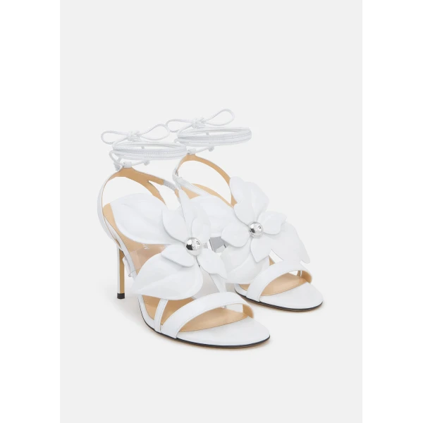 White Mach & Mach Orchid Round Toe Sandals in White, view 2 | Sandals