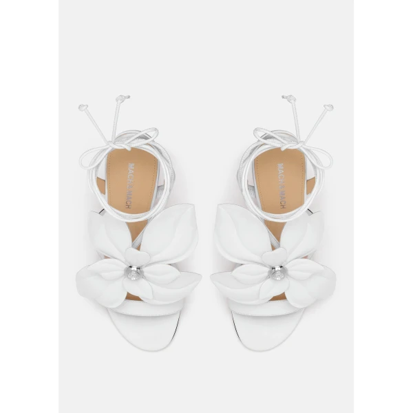 White Mach & Mach Orchid Round Toe Sandals in White, view 3 | Sandals