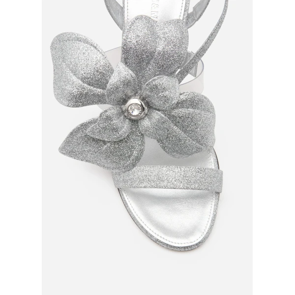 Metallic Mach & Mach Orchid Silver Glitter Round Toe Sandals, view 5 | Sandals