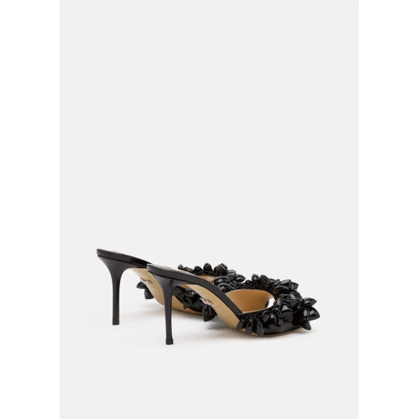 Black Mach & Mach Puffy Heart Patent Mules in Black, view 4 | Mules