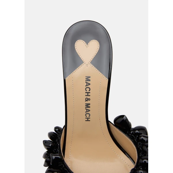 Black Mach & Mach Puffy Heart Patent Mules in Black, view 5 | Mules