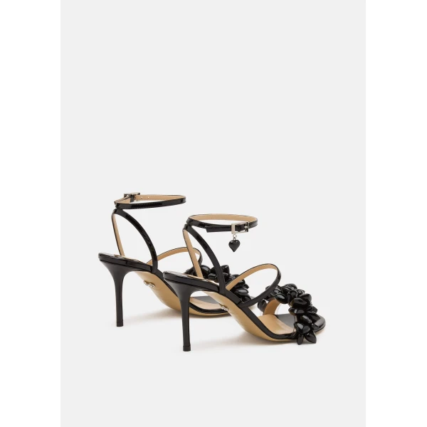 Black Mach & Mach Puffy Heart Patent Sandals in Black, view 4 | Sandals