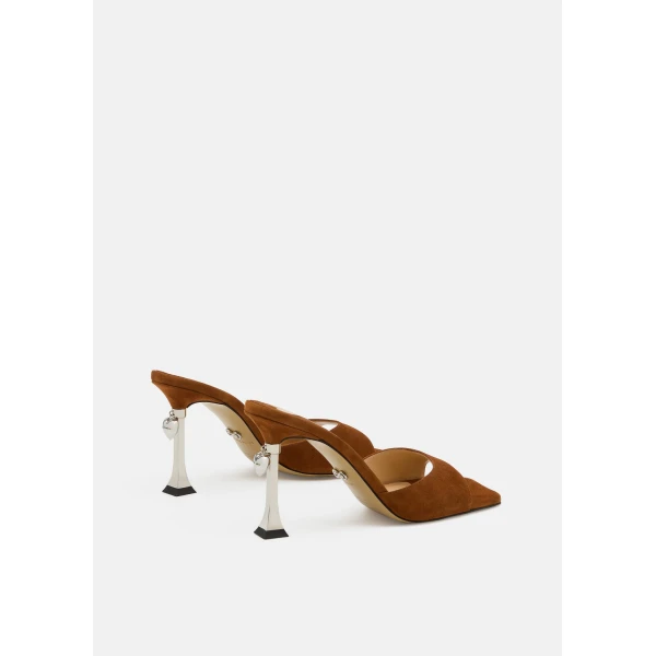 Beige Mach & Mach Puffy Heart Ring Square Toe Mules in Light Brown, view 4 | Mules