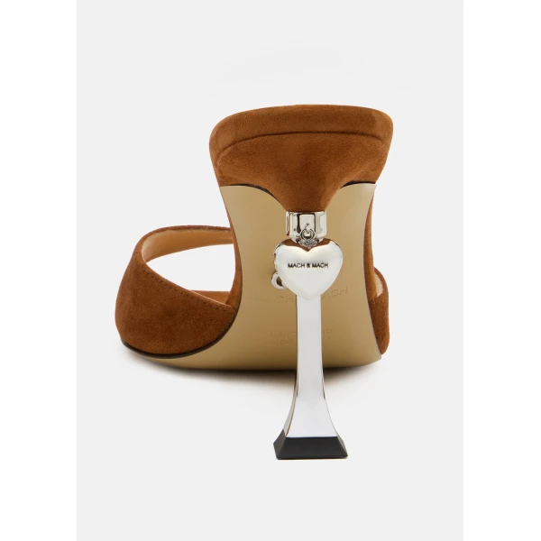 Beige Mach & Mach Puffy Heart Ring Square Toe Mules in Light Brown, view 5 | Mules