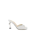 White Mach & Mach Puffy Heart Ring Square Toe Mules in White | Shoes