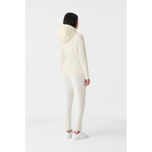 Mackage Agatha Quilted Mixed-Media Hooded Jacket in Cream