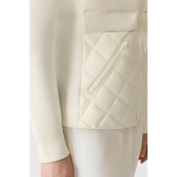 Mackage Agatha Quilted Mixed-Media Hooded Jacket in Cream