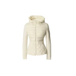 Mackage Agatha Quilted Mixed-Media Hooded Jacket in Cream
