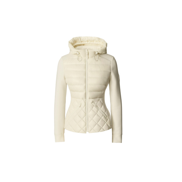 Mackage Agatha Quilted Mixed-Media Hooded Jacket in Cream