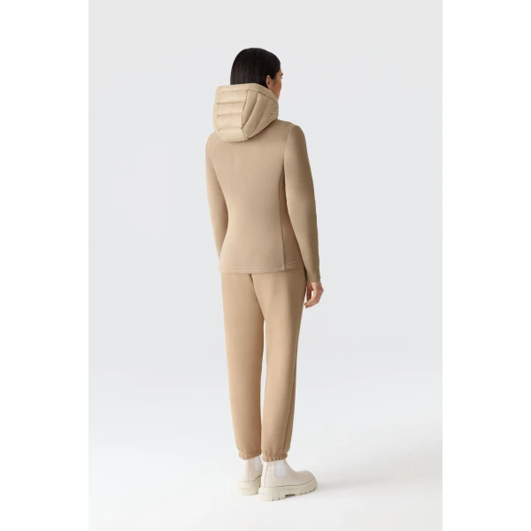 Mackage Agatha Quilted Mixed-Media Hooded Jacket in Light Camel