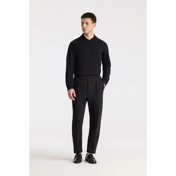 Mackage Alfonzo Organic Cotton Jersey Long Sleeve Polo Shirt in Black