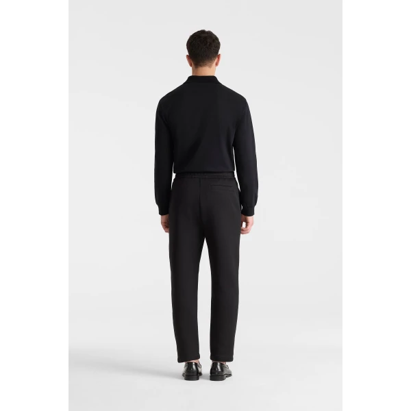 Mackage Alfonzo Organic Cotton Jersey Long Sleeve Polo Shirt in Black