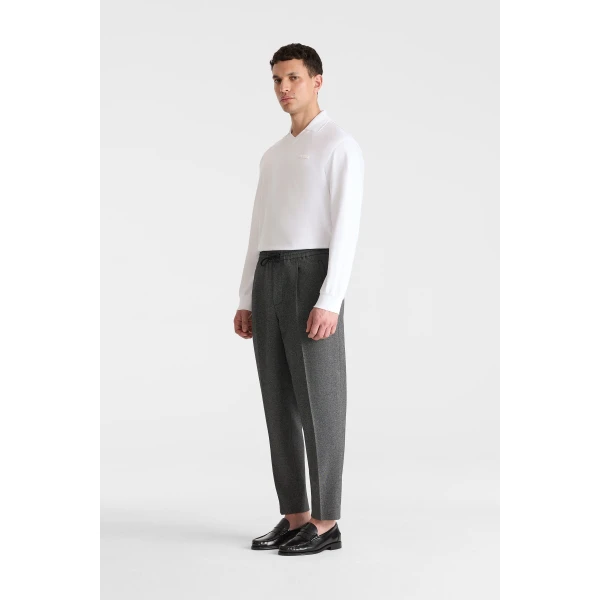 Mackage Alfonzo Organic Cotton Jersey Long Sleeve Polo Shirt in White