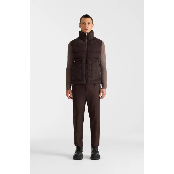 Mackage Alvin-AL Sweater Knit Down Vest in Coffee
