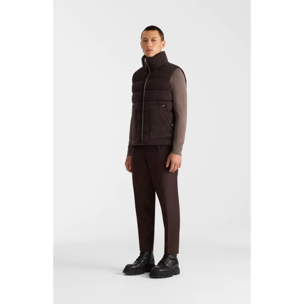 Mackage Alvin-AL Sweater Knit Down Vest in Coffee