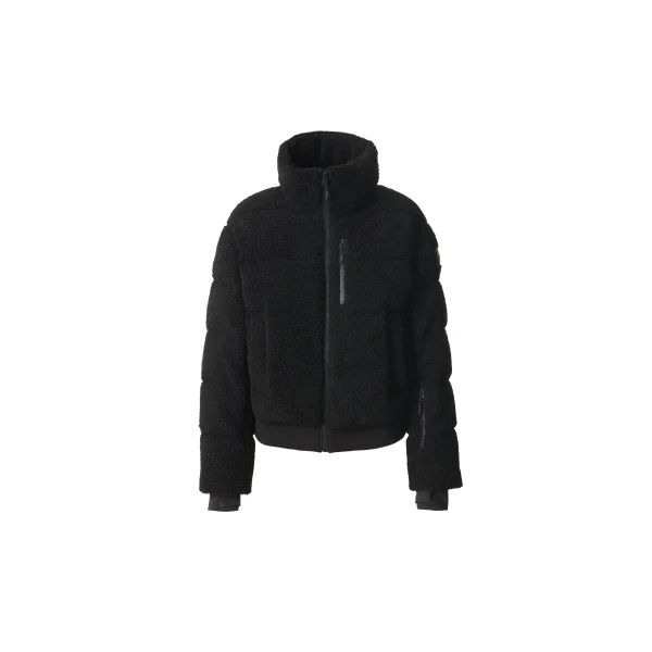 Anaya Sherpa Fleece Down Jacket in Black