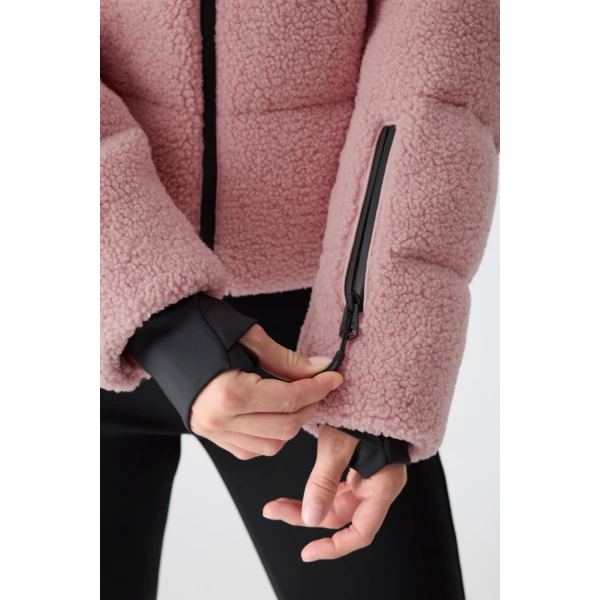 Mackage Anaya Sherpa Fleece Down Jacket in Blush