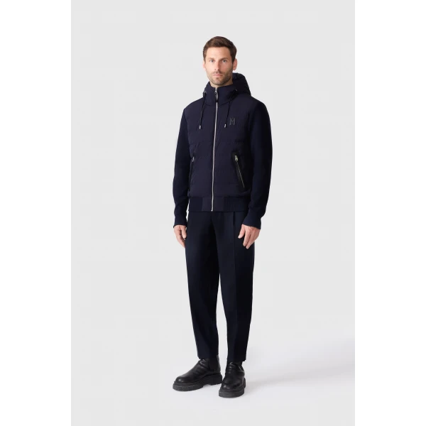 Mackage Andrew-Z Mixed-Media Light Down Jacket in Navy