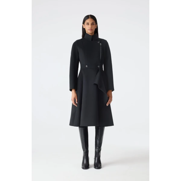 Mackage Annia Asymmetrical Wool Coat in Black