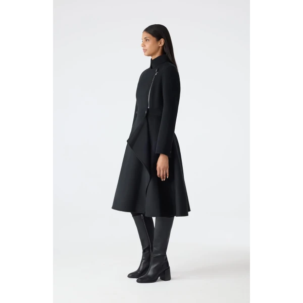 Mackage Annia Asymmetrical Wool Coat in Black