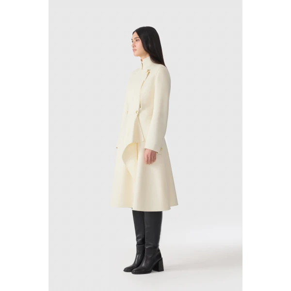 Mackage Annia Asymmetrical Wool Coat in Cream