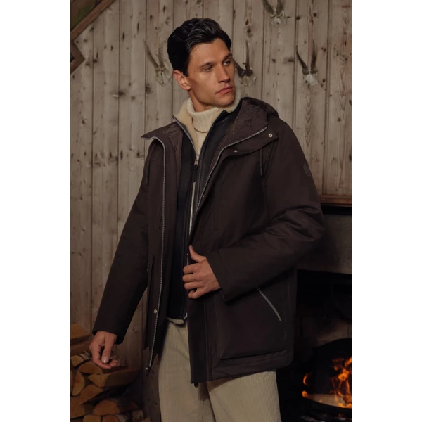 Mackage Archie 3-In-1 Short Parka in Coffee-Natural